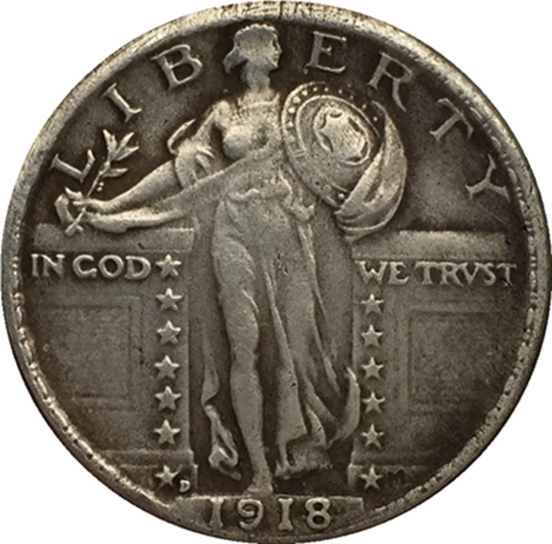 7 Different Dates D Edition U.S. Upright 25-cent Coin Brass Silver Plated Antique Crafts Foreign Commemorative Coin 24mm