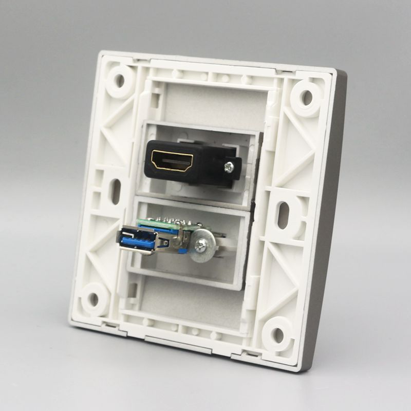 深灰色86型3.0USB直插HDMI直插面板4K数字电视3.0USB电脑数据插座