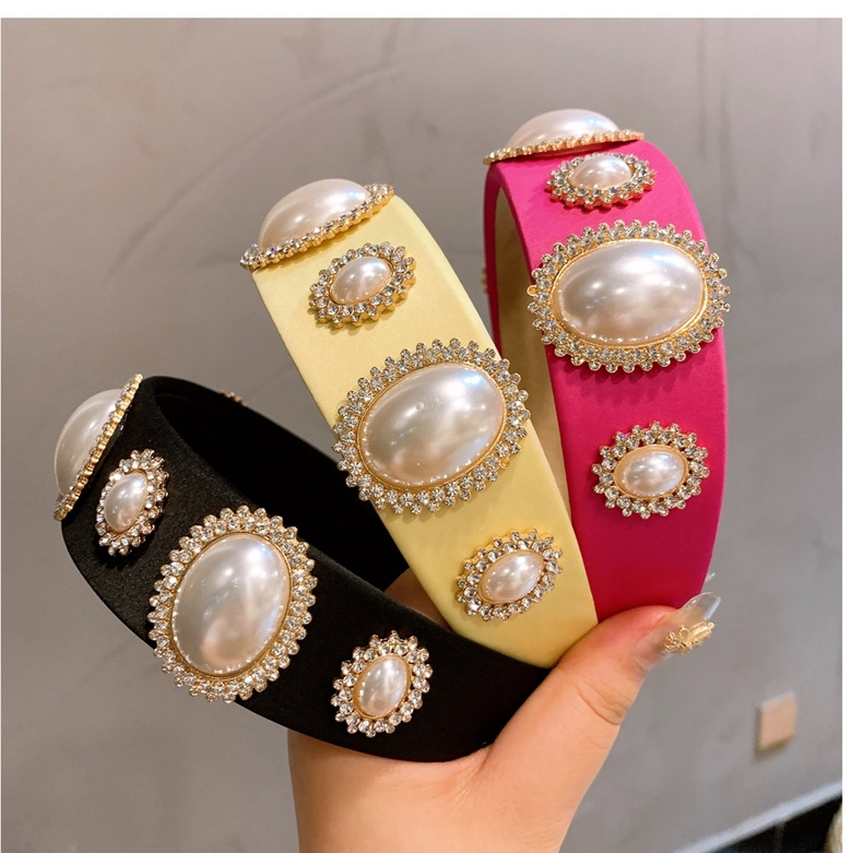 Geometric Pattern Women'S Gender Retro Geometric Cloth Inlay Artificial Pearls Hair Band 1 Piece