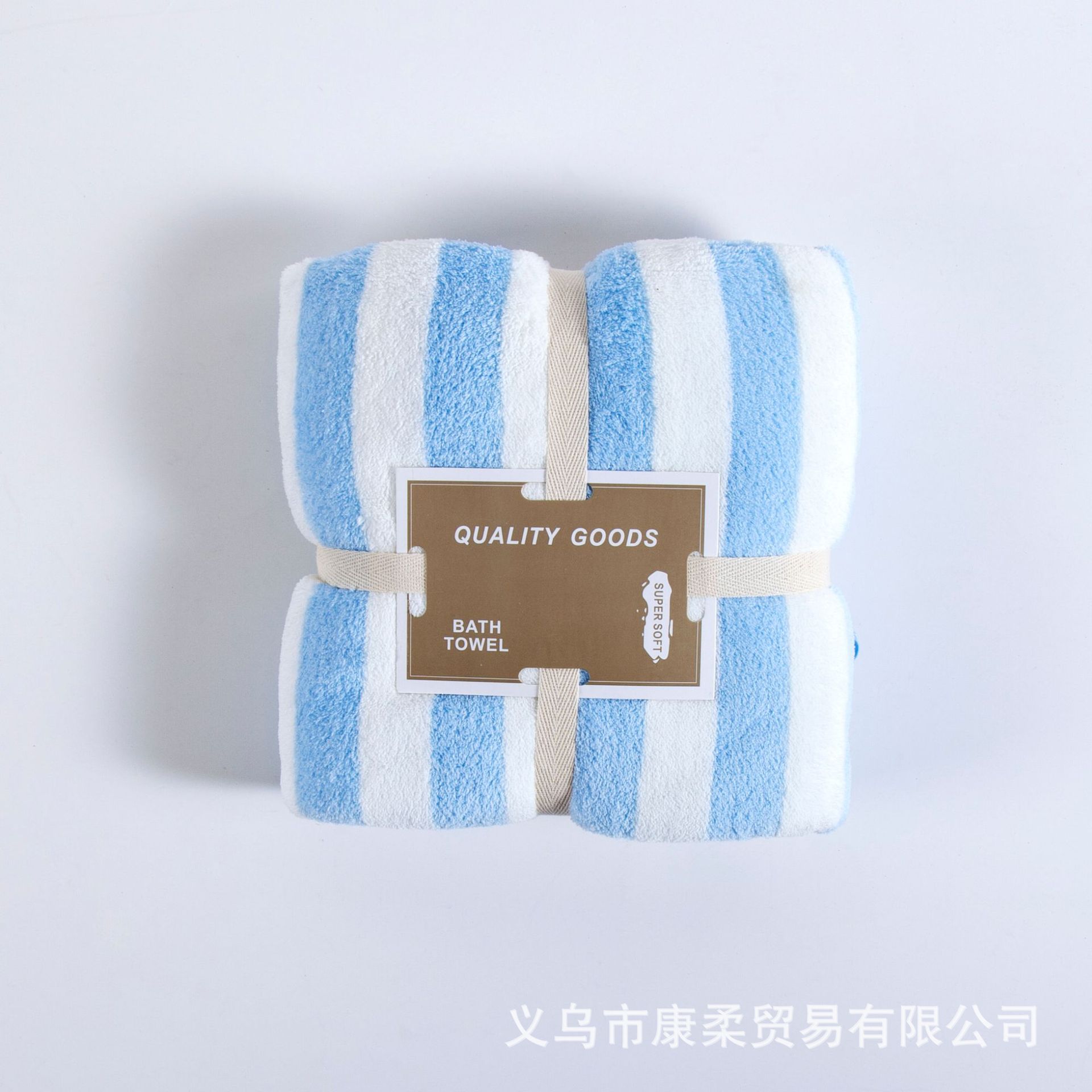 珊瑚绒竖条浴巾