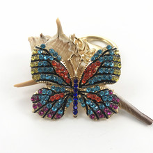 歐美創意鑲鑽蝴蝶鑰匙扣精品昆蟲鑰匙圈個性水鑽飛蛾鑰匙扣批發