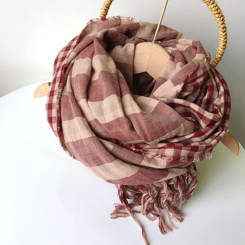 Unisex Vintage Style Ethnic Style Stripe Cotton Tassel Scarf display picture 4