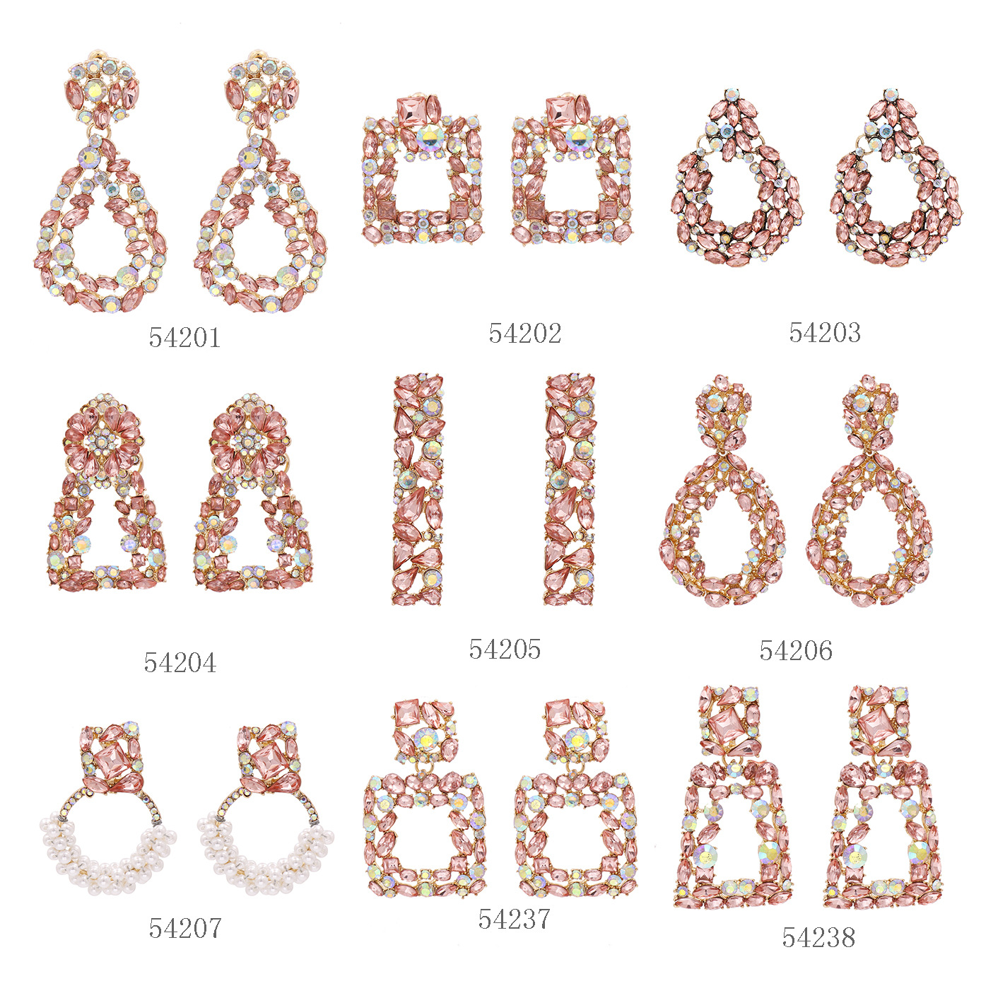 Nouveau Rose Série Boucles D&#39;oreilles Géométrique Boucles D&#39;oreilles Goutte D&#39;eau Carré Diamant Rose Fille Coeur En Gros Nihaojewelry display picture 21