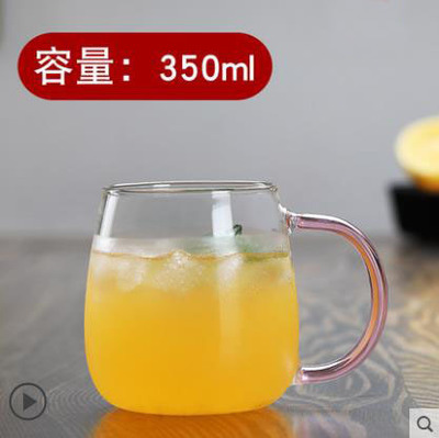 Taza de agua de vidrio de borosilicato lindo simple taza de setas mango de color con tapa de vidrio de oficina en casa taza de una sola capa