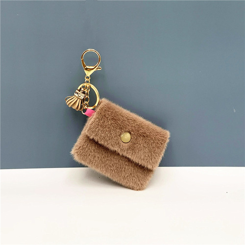 Mini coin purse keychain candy color cute coin key bag pendant data cable storage bag key chain