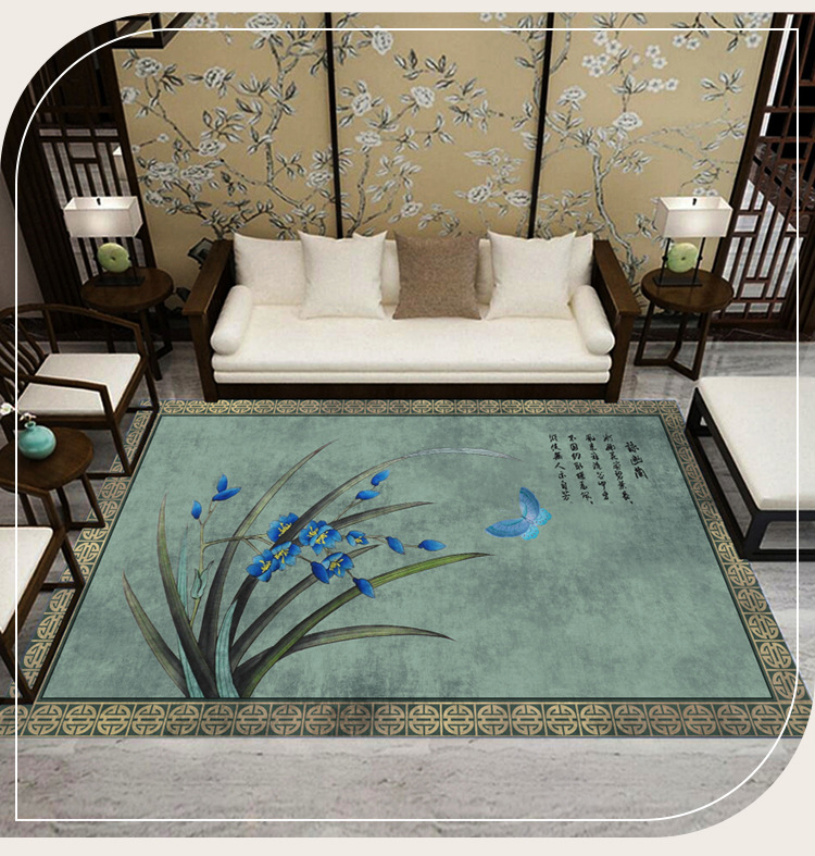新中式地毯,印花地毯,长方形地毯,地毯地垫,客厅地毯,居家地毯,厨房垫,儿童爬行毯,沙发茶几地毯