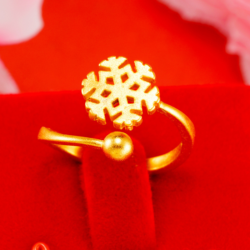 Exquisito antiguo oro imitación 24K oro amor anillo abierto moda femenina arena oro neto rojo vivo joyería al por mayor