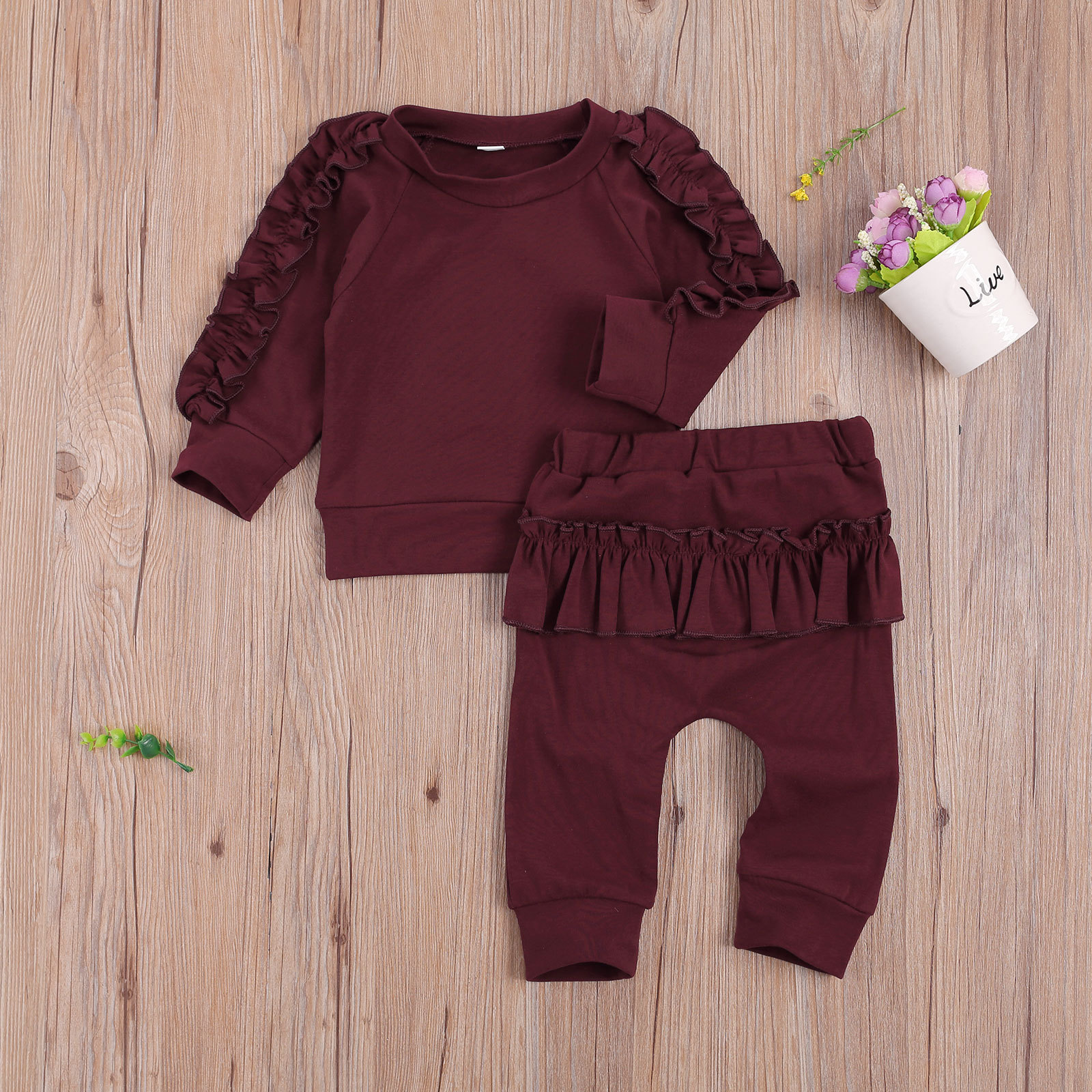 Fashion Solid Color Cotton Baby Clothing Sets display picture 3