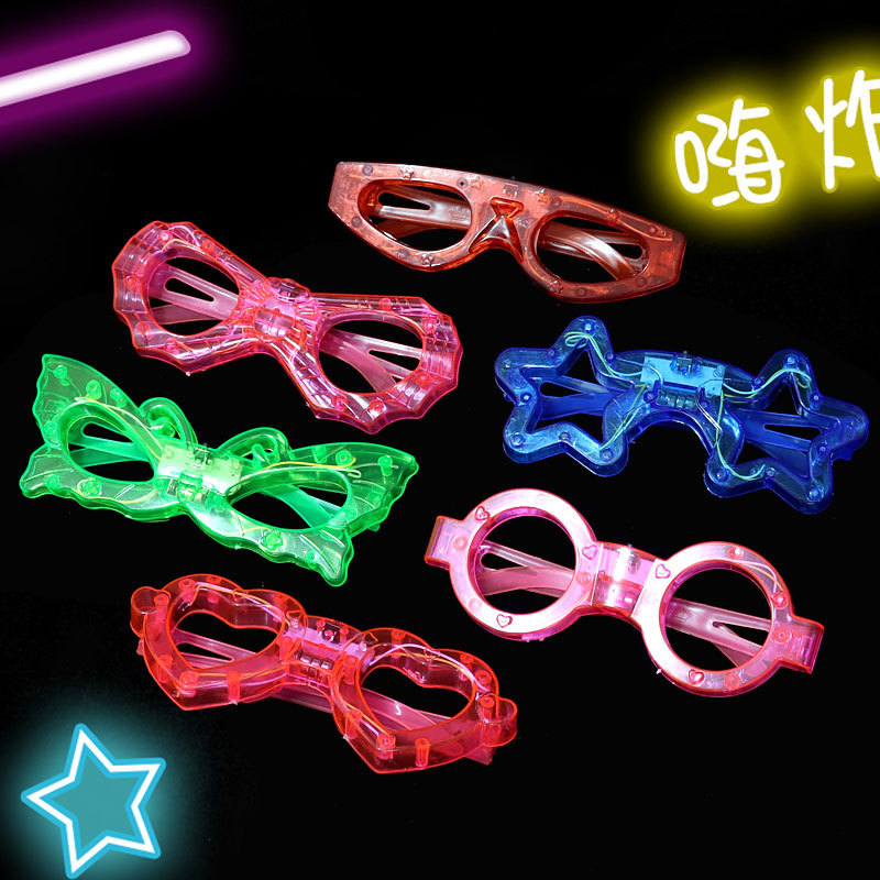 Gafas luminosas LED con 6 luces, juguete para mercados nocturnos, regalo para niños.