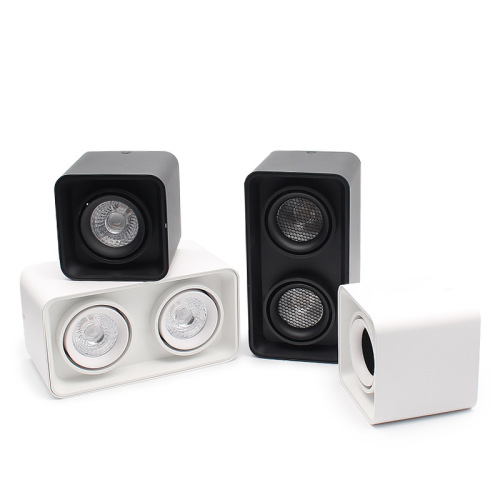 Square COB surface-mounted downlight LED dual-lens spotlight living room household ceiling light corridor no-downlight lighting