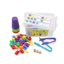 直销 彩虹六色砝码小熊计数数学启蒙教具 儿童益智玩具带收纳盒