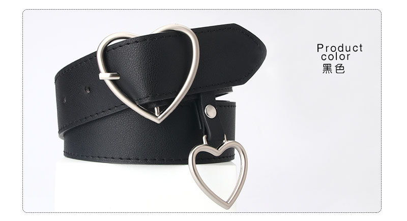 100g Weight Alloy Material Heart Pattern Women'S Gender Basic Style Coffee, White, Red, Camel, Black Color New Love Pin Buckle Belt Simple Fashion All-match Heart-shaped Hanging Decorative Women's Belt Wholesale 3