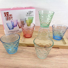 直销炫彩雨点杯六件套两件套彩虹杯水晶杯玻璃杯套装广告促销礼品