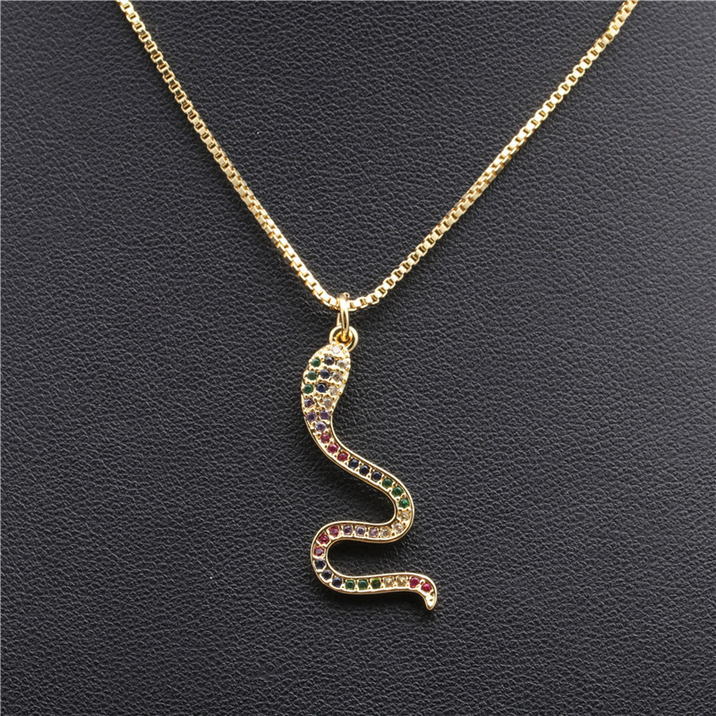 Fashion Jewelry Micro-set Zircon Serpentine Pendant Ladies Copper Necklace Wholesale Nihaojewelry display picture 1