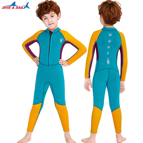 Cross-border new children's wetsuit 2.5mm one-piece thickened thermal swimsuit long-sleeved big children's cold-proof snorkeling swimsuit