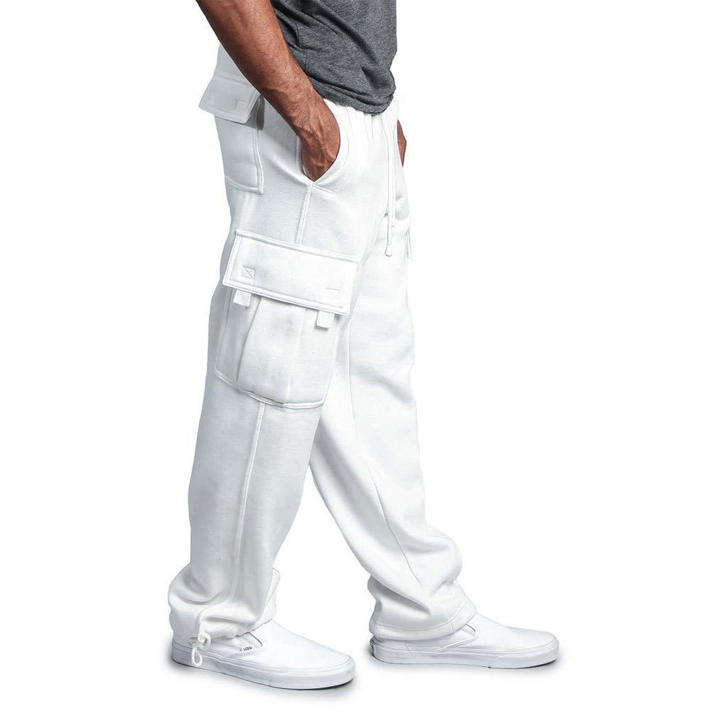 Pantalon de travail décontracté en polaire pour homme, idéal pour l'automne et l'hiver, style multipoches, grandes tailles, coupe ample._voghion.com