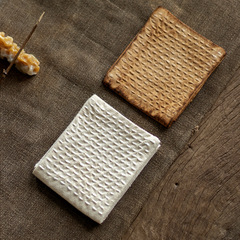 Japanese-style pure handmade cotton and linen three-fold tea towel, plant-dyed, hand-woven old cloth, ancient cloth, Zen tea coaster, pot mat, tea ceremony accessories