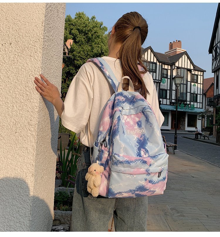 Schult Asche Für Frauen 2020 Neue Koreanische Version Des College-stils Persönlichkeit Farbverlauf Farbe Batik Mädchen Schüler Schult Asche Japanischer Rucksack display picture 40