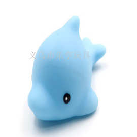 海豚儿童洗澡新奇七彩小夜灯搪胶PVC浮水防水触摸闪光灯戏水玩具