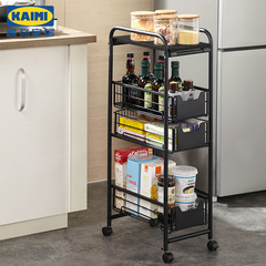 Factory direct sales clip gap storage bathroom storage rack floor-standing multi-layer wheeled movable side narrow gap trolley
