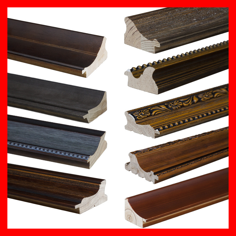 王斌相框边框线条中式欧式画框装饰条边框条木条材料3-9cm