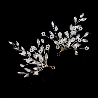 韩式新娘手工头饰保色水晶小珠耳环发饰造型边饰结婚纱配饰品4031|ms