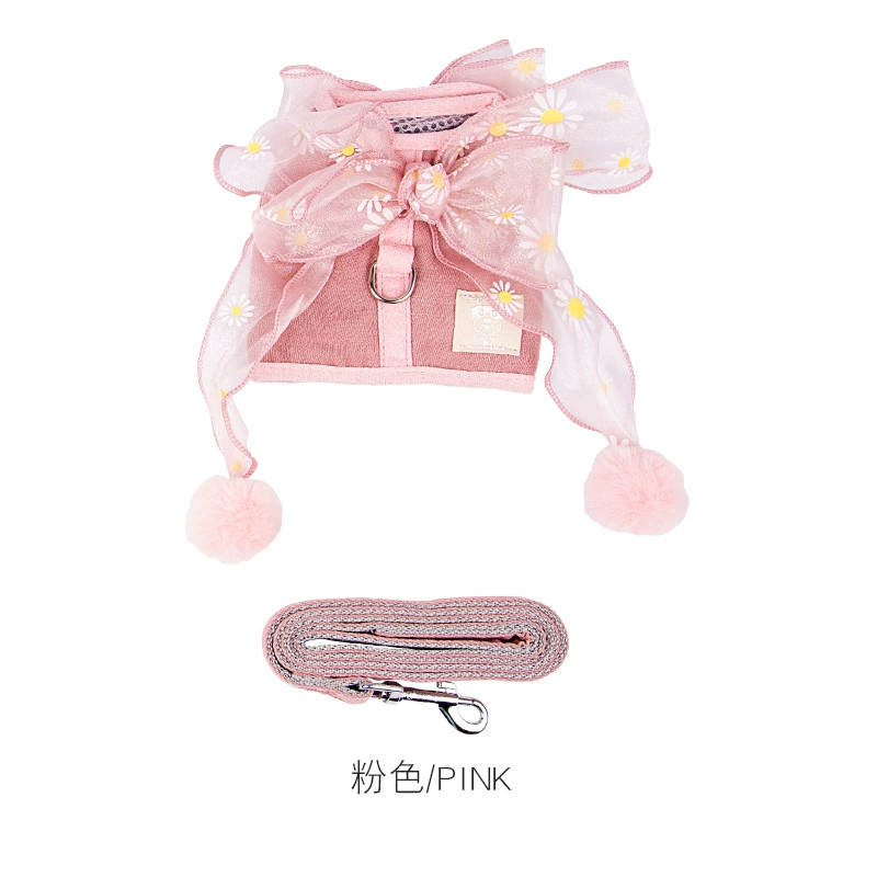 Нагрудный ремень Fairy Bow для домашних животных, поводок двойного назначения для собак, кошачий поводок, кошачья грудь, спина, генерация волос