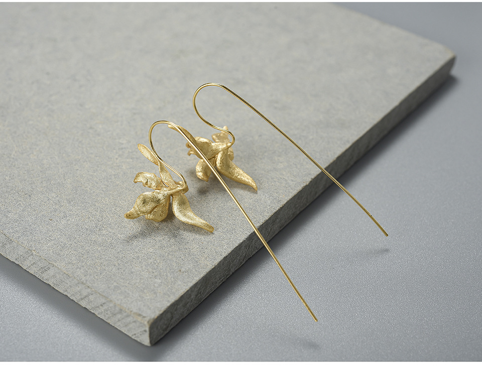 1 Pair Elegant Glam Tassel Flower Plating Sterling Silver Drop Earrings display picture 2