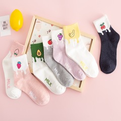 Stall Girl Socks, Multicolored Fruit Cotton Full-Calf Women's Socks, Avocado Trend Socks, Juice Socks, Casual Sports Socks
