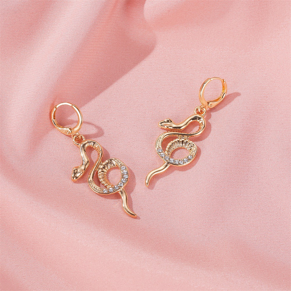 Fashion earrings personalized full diamond snake long earrings temperament luxury earring wholesale