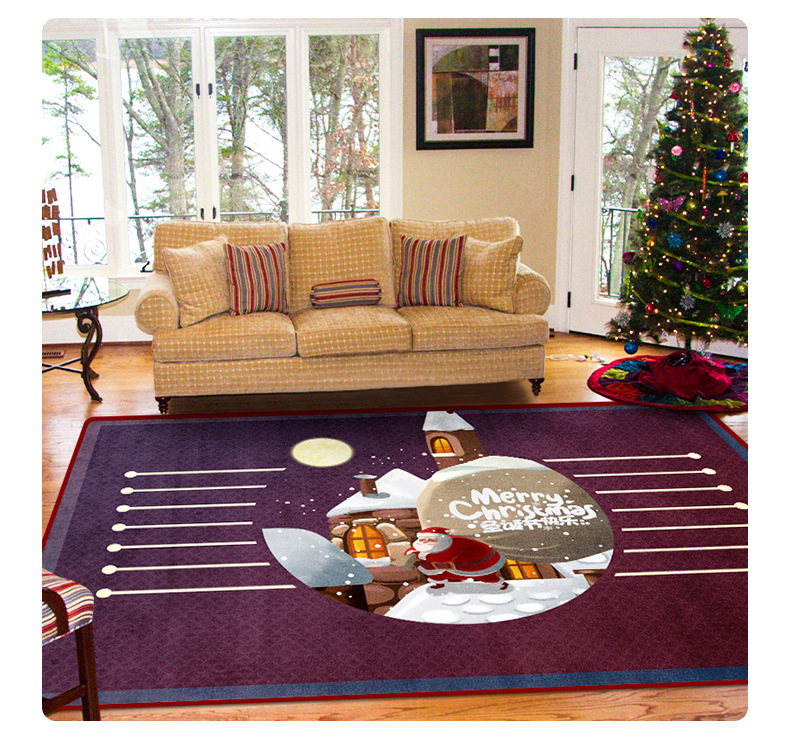 跨境亚马逊地毯,圣诞节地毯地垫,圣诞夜装饰地垫,茶几沙发垫