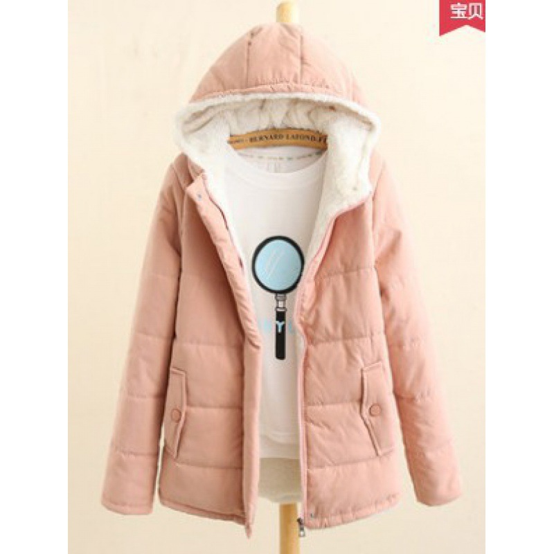 2022 Autumn And Winter New Plush Thickened Korean Hooded Cotton Padded Clothes Women's Long Sleeved Bread Clothes Cotton Padded Jacket College Style