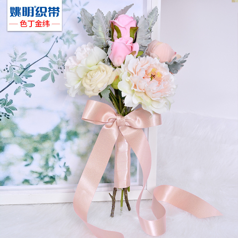 Yao Ming cinta de satén cinta de la trama de Oro Para Hornear Flor de embalaje de regalo cinta accesorios hechos a mano de la cinta 3,8 CM