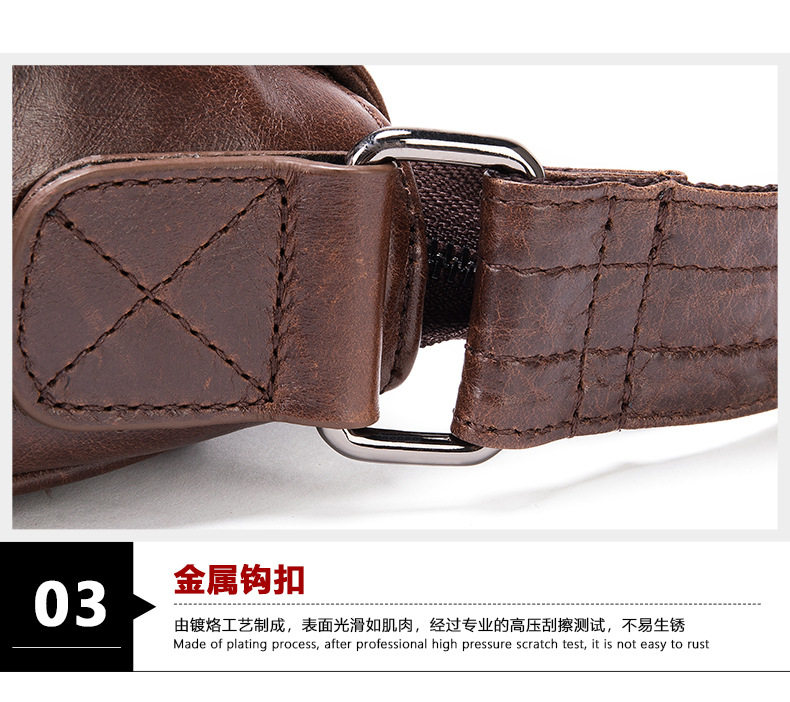 Túi đeo chéo nam da bò , túi đựng máy tính bảng 8 inch, đeo vai chéo — Cà phê, Cà phê da ngựa điên chi tiết 23