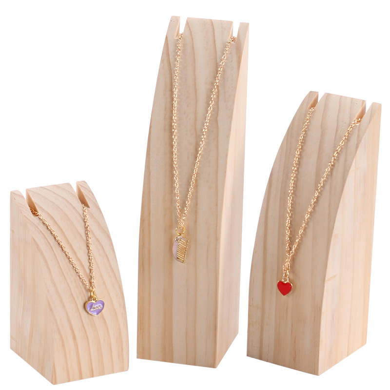 原木首饰项链展示架饰品珠宝吊坠锁骨链收纳木板橱窗陈列摆件道具