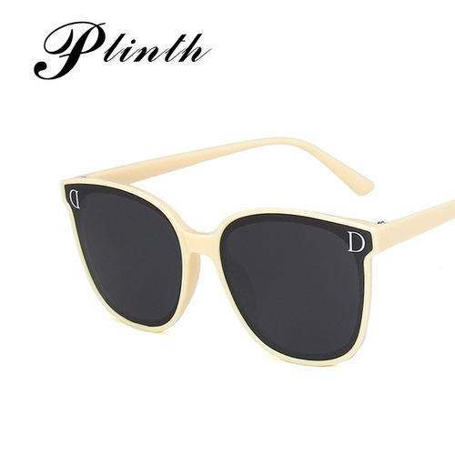 Personalized Internet celebrity trendy one-piece frameless ultra-black sunglasses for women with large frames for round faces, street style sunglasses, square frame glasses