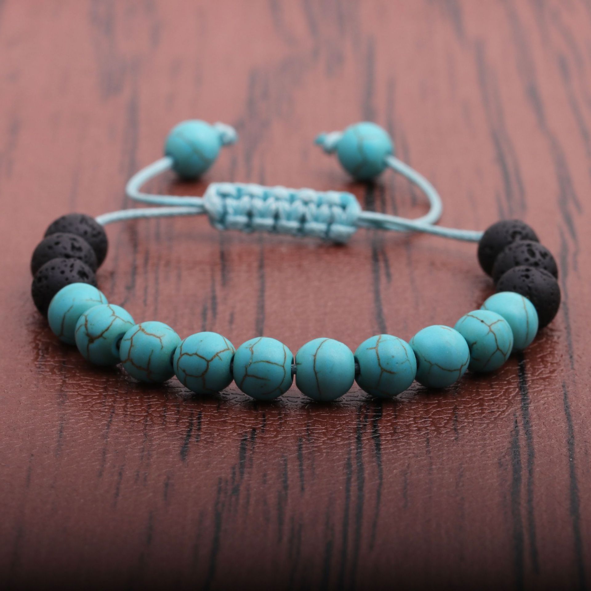 volcanic stone tiger eye turquoise powder spar bracelet