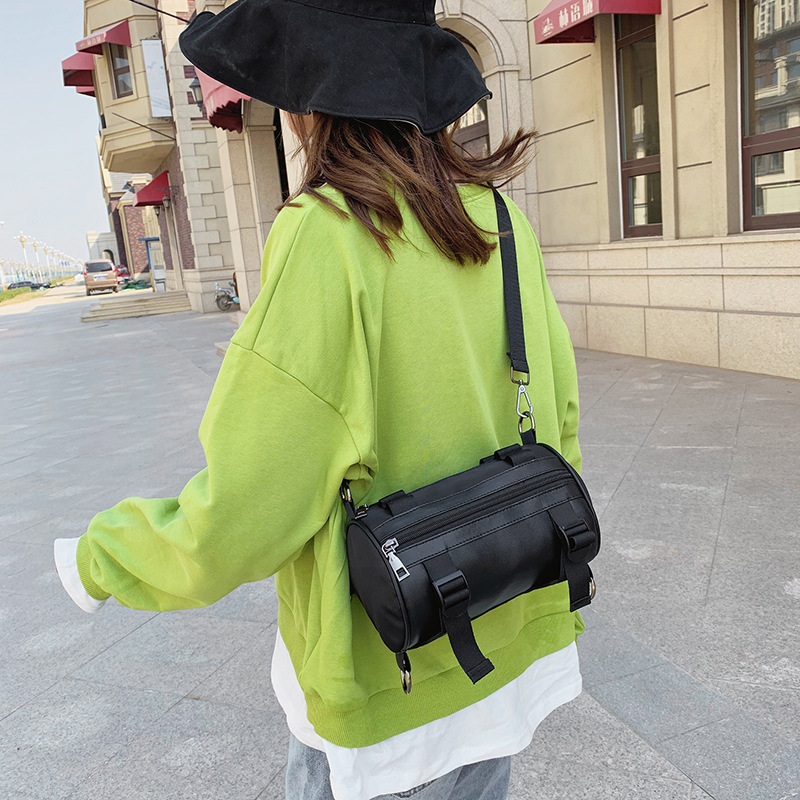 工装包2020新款时尚斜挎包女休闲韩版包包ins运动圆筒包单肩包包|ms