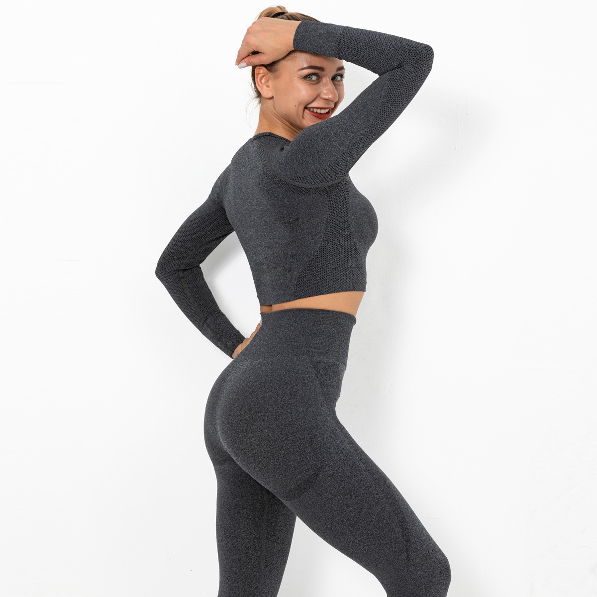 seamless knitted sexy solid color long-sleeved tops  NSLX20214