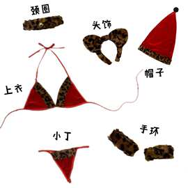 圣诞节COS外贸欧美情趣内衣 女式三点比连体基尼圣诞装套装批发