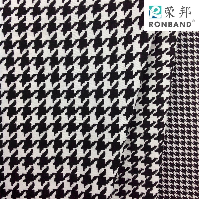 现货供应 纯棉弹力经典千鸟格印花布 细斜13356活性各种印花面料