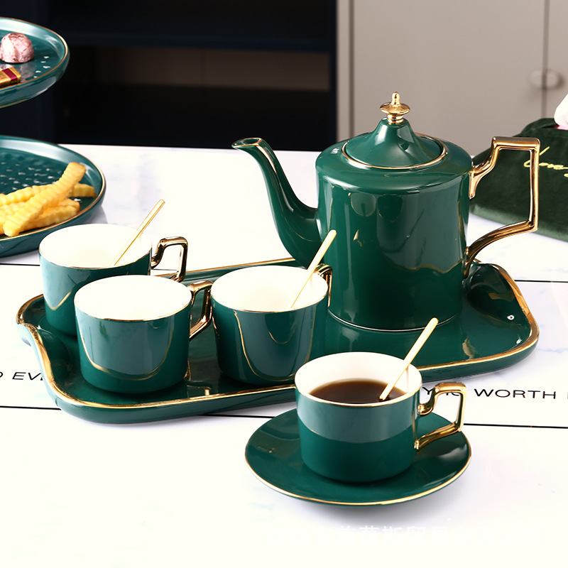 陶瓷欧式小奢华咖啡杯碟套装家用客厅水具杯子茶具整套装北欧现代