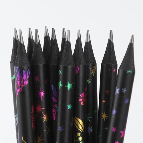 Black wood pencil primary school student HB cartoon creative color printed pencil with diamond foreign trade supply cross-border pencil