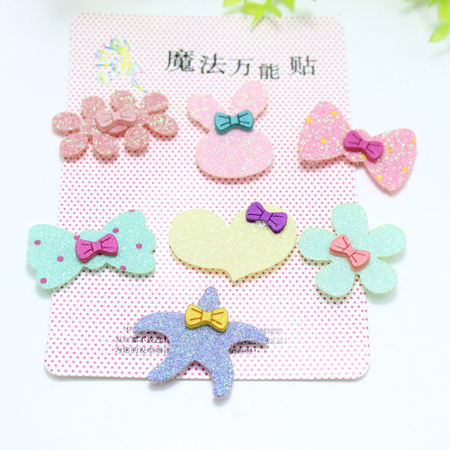 Korean bangs stickers six packs children's magic stickers hair accessories baby cartoon hair stickers headwear binary store jewelry wholesale