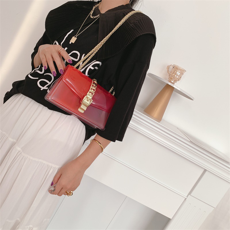 Summer 2025 new gradient jelly bag, fashionable color-blocking chain bag, crossbody single-shoulder bag, ladies' small bag undefined