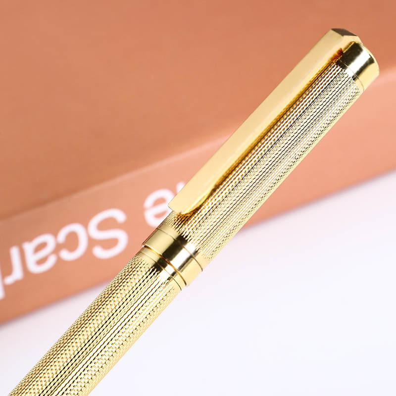 Fábrica al por mayor bolígrafo de metal cepillado varilla de cobre tallado publicidad comercial pluma de aceite pluma de regalo logotipo personalizado