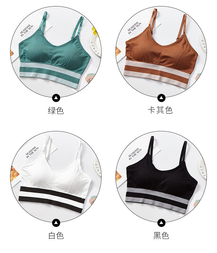 New seamless mid-length beauty back-wrapped chest thread sports anti-glare underwear women's vest adjustable shoulder strap bra detail image 14