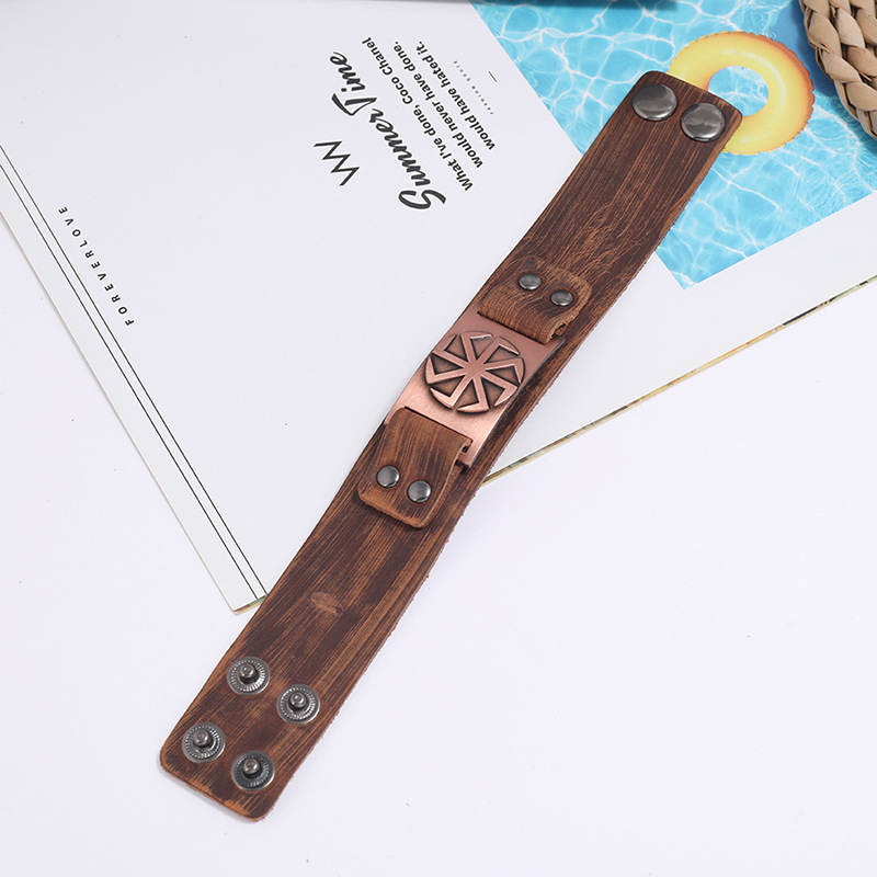 retro simple punk leather bracelet