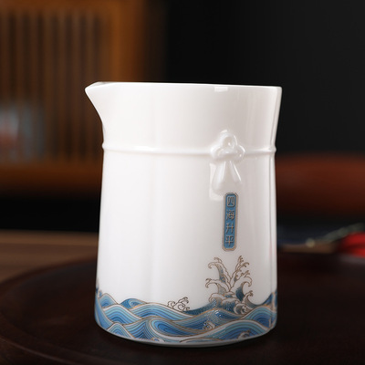 Wind court Suet jade Kungfu Online tea set Justice cup ceramics teapot Porcelain Cover bowl household teacup