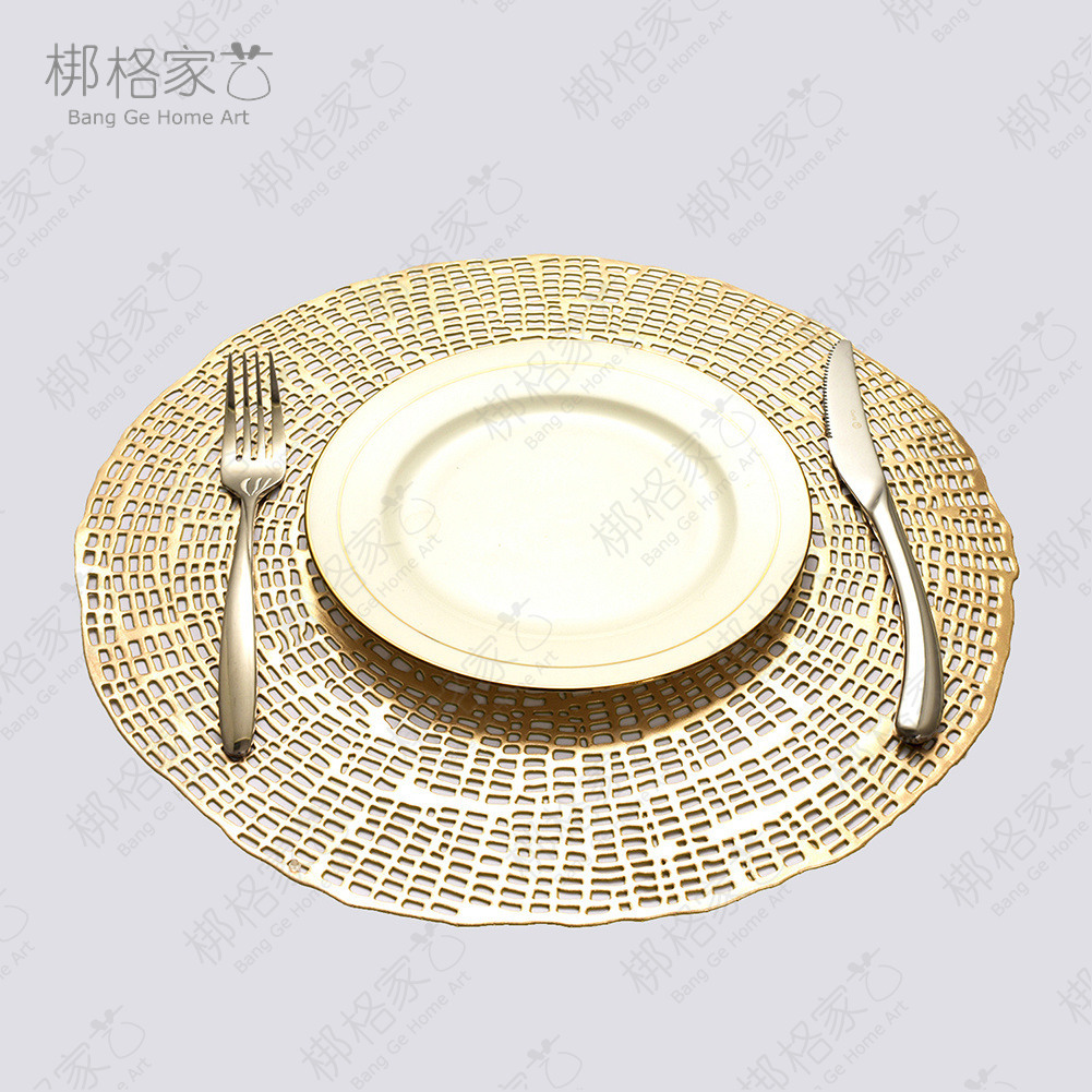 新品树桩烫金隔热圆餐垫 酒店轻奢镂空餐桌装饰杯垫盘垫北欧ins风